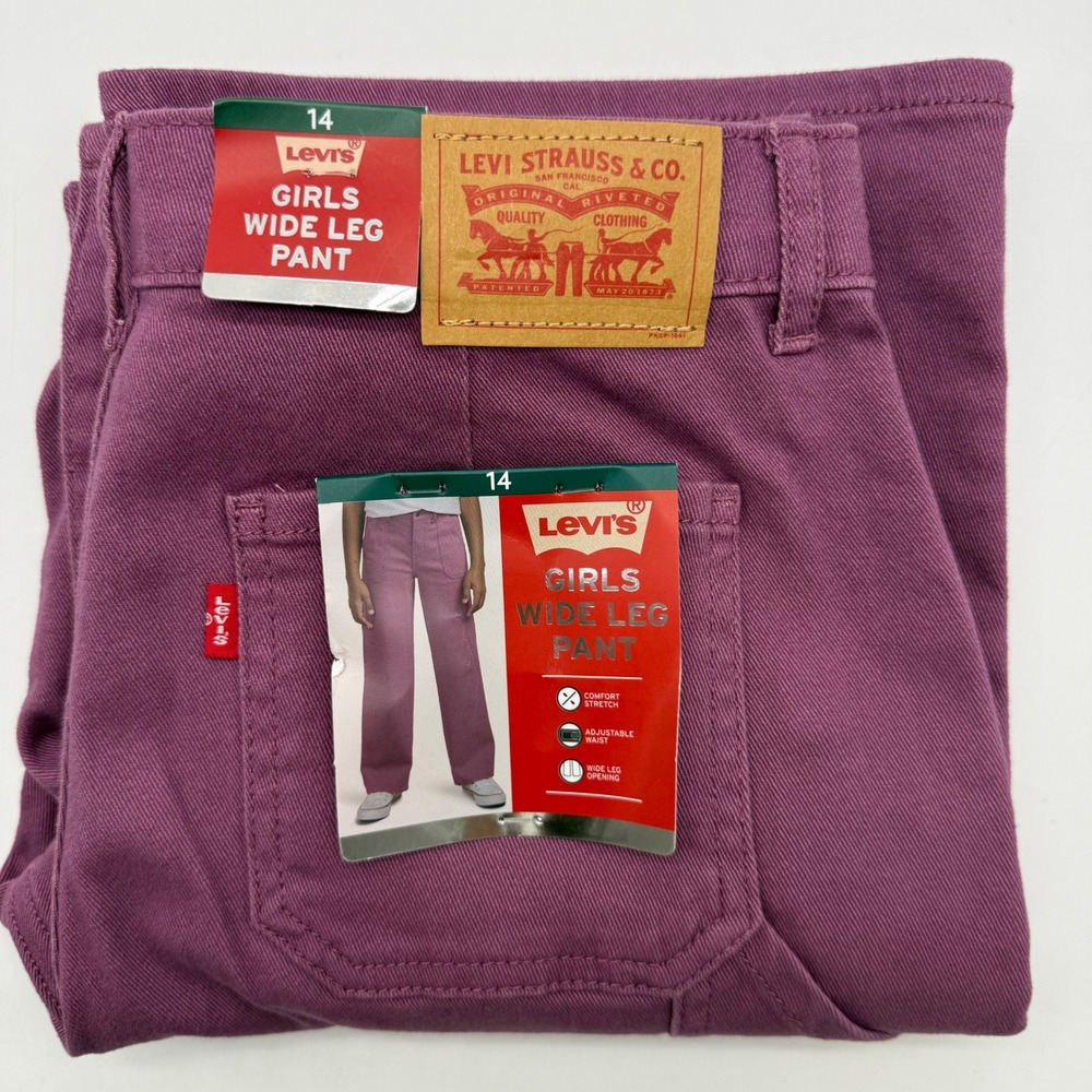 Levi's Wide Leg Pant Girls 14 Grape Nectar Purple Adjustable Waist 41P482 NWT